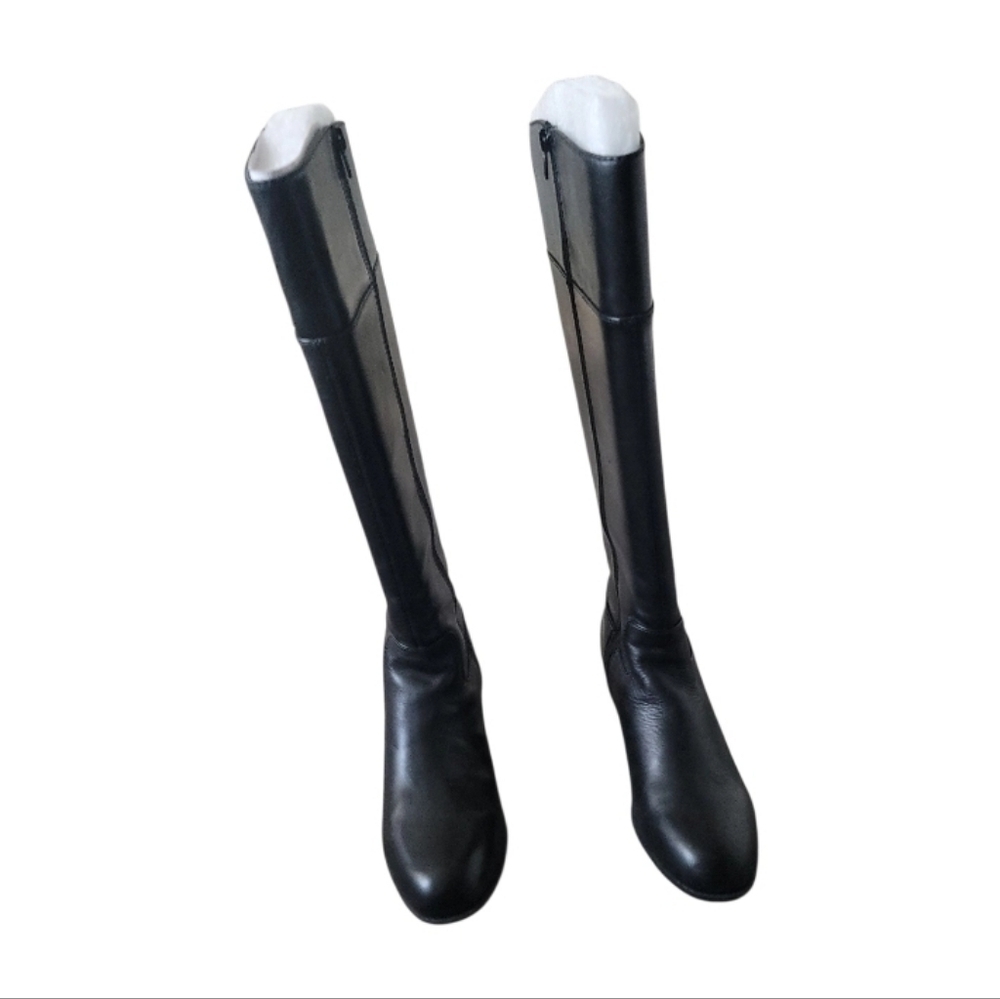 Alfani Women Black Faux Leather Knee-High Riding Boots Size 10W - Picture 2 of 8